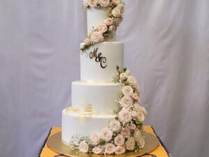 White Rose Cascade Four Tier Walima Cake in Lahore