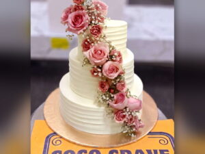 White Rose Cascade Wedding Cake in Lahore