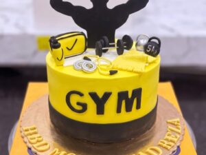 Yellow and Black Gym Cake in Lahore — delivered in Bahria Town, Lahore