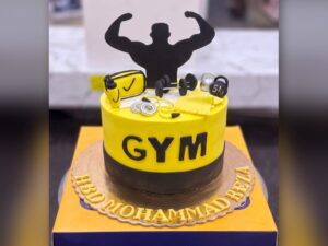 Yellow and Black Gym Cake in Lahore — CocoCrave.pk Lahore