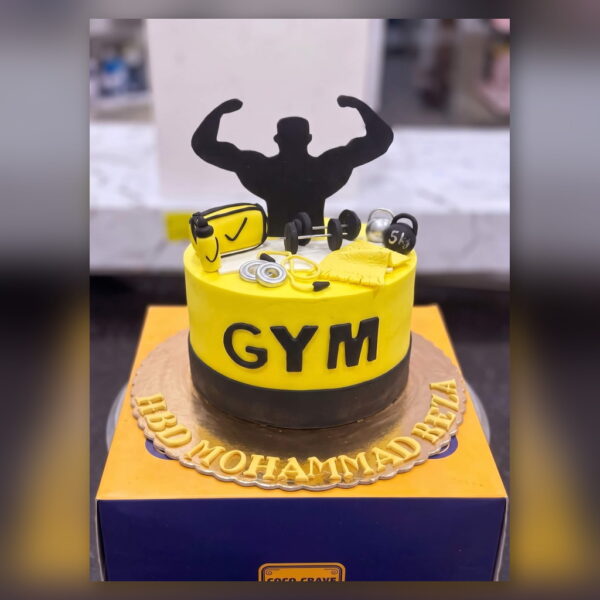 Yellow and Black Gym Cake in Lahore — delivered in Lahore Cake Delivery Dha, Lahore