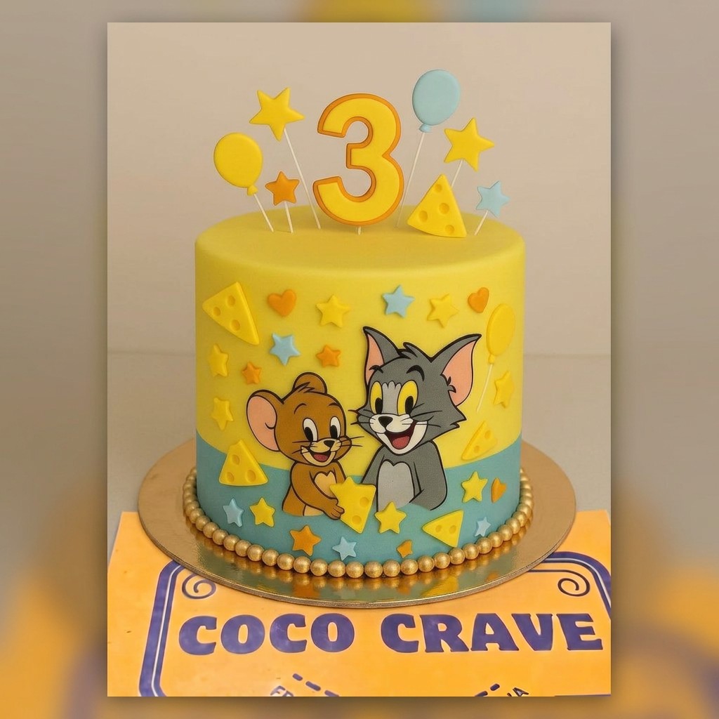 Yellow Cartoon Third Birthday Cake in Lahore Yellow Cartoon Third Birthday Cake in Lahore — CocoCrave Lahore