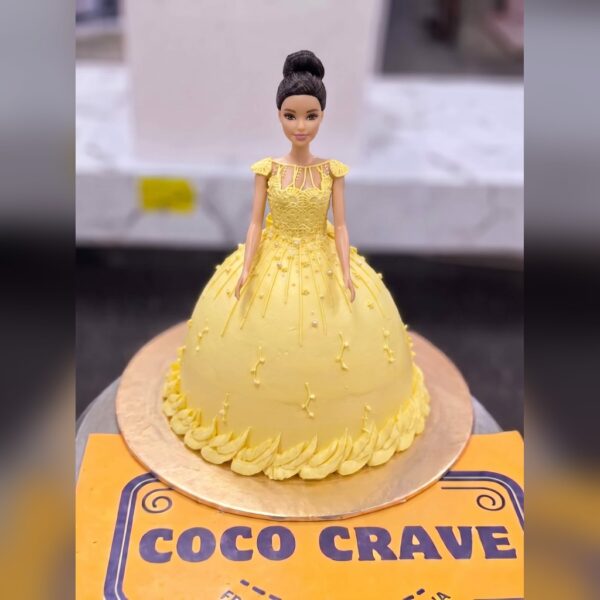 Yellow Gown Princess Doll Cake in Lahore — delivered in Sabzazar, Lahore