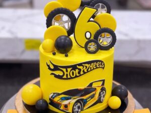 Yellow Hot Wheels Cake in Lahore