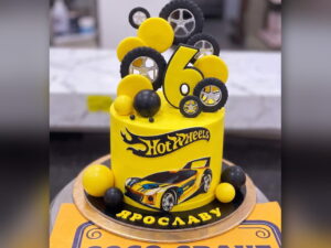 Yellow Hot Wheels Cake in Lahore