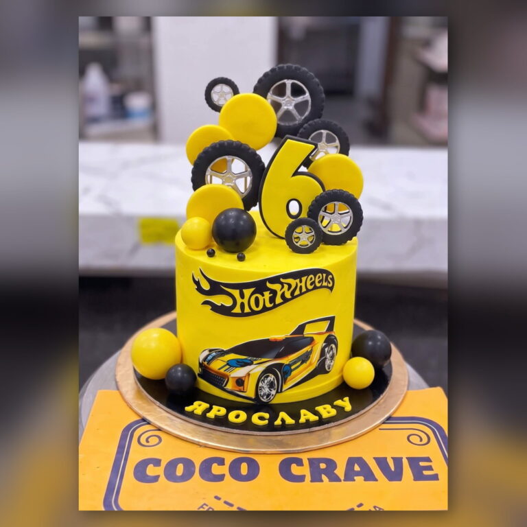 Yellow Hot Wheels Cake in Lahore