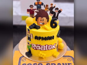 Yellow Roblox Avatar Birthday Cake in Lahore