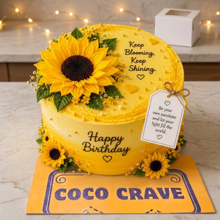 Yellow Sunflower Message Birthday Cake in Lahore