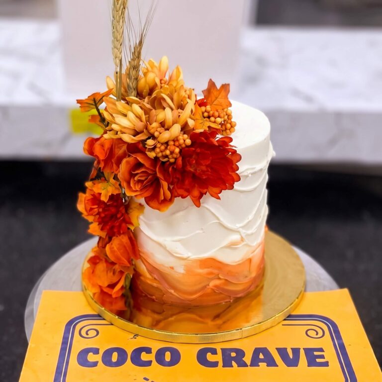 Orange Rose Textured Buttercream Cake in Lahore