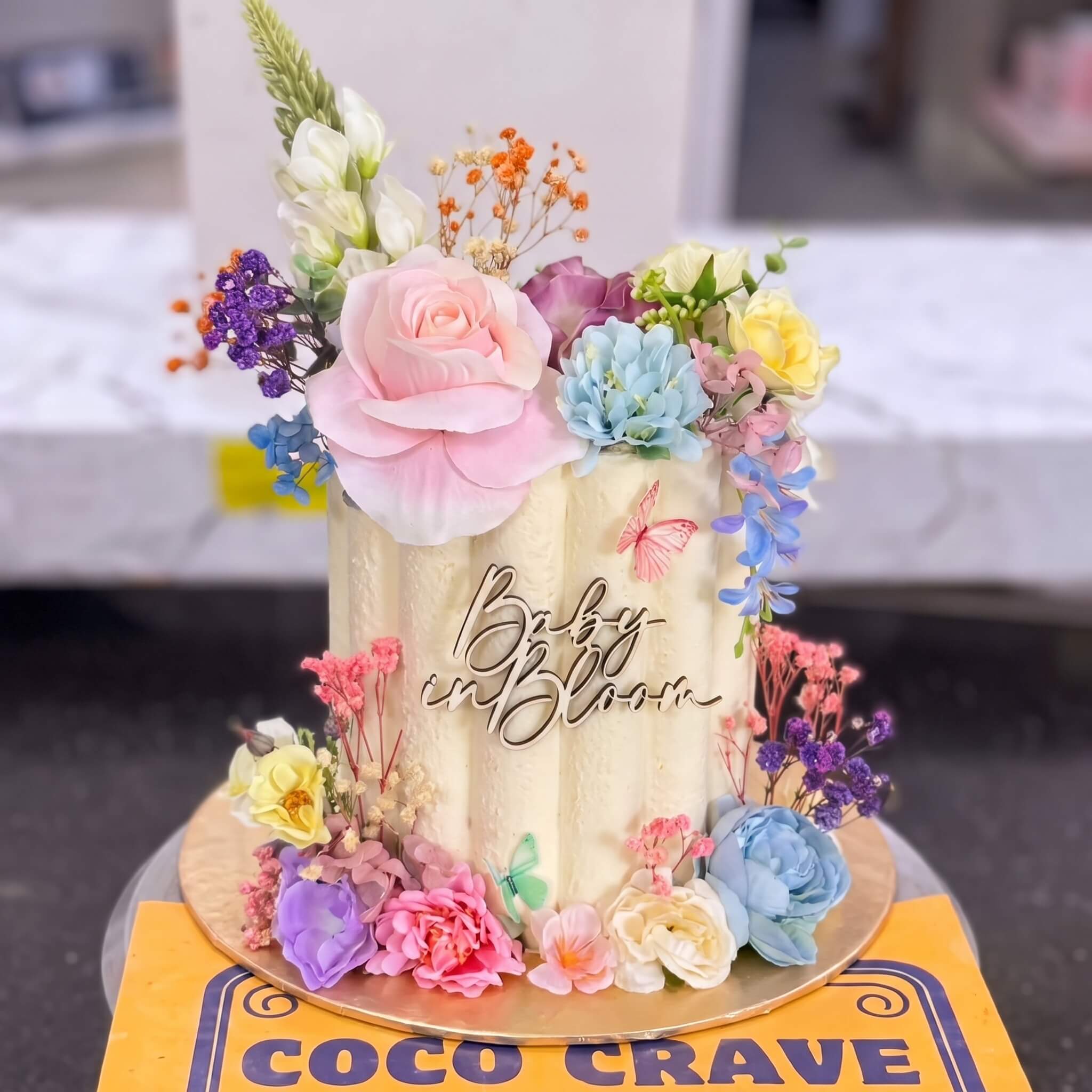 Pastel Rose Fresh Floral Baby Shower Cake in Lahore Pastel Rose Fresh Floral Baby Shower Cake in Lahore