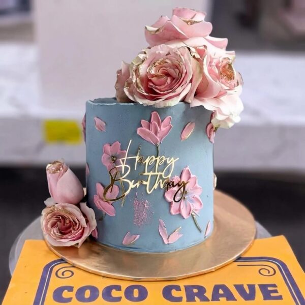 Pastel Rose Fresh Floral Birthday Cake III in Lahore