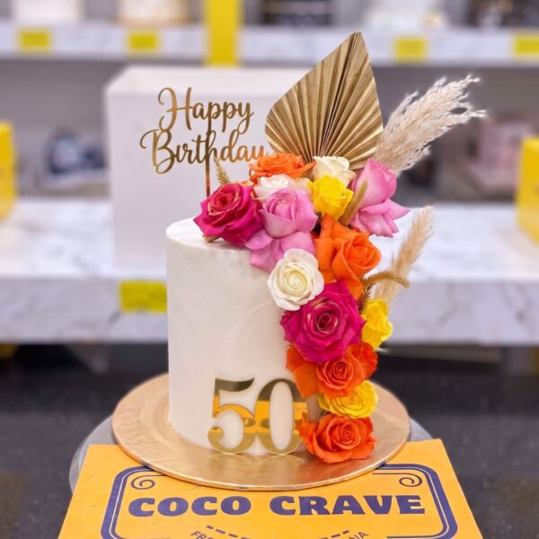 Multicolor Fresh Rose Birthday Cake in Lahore