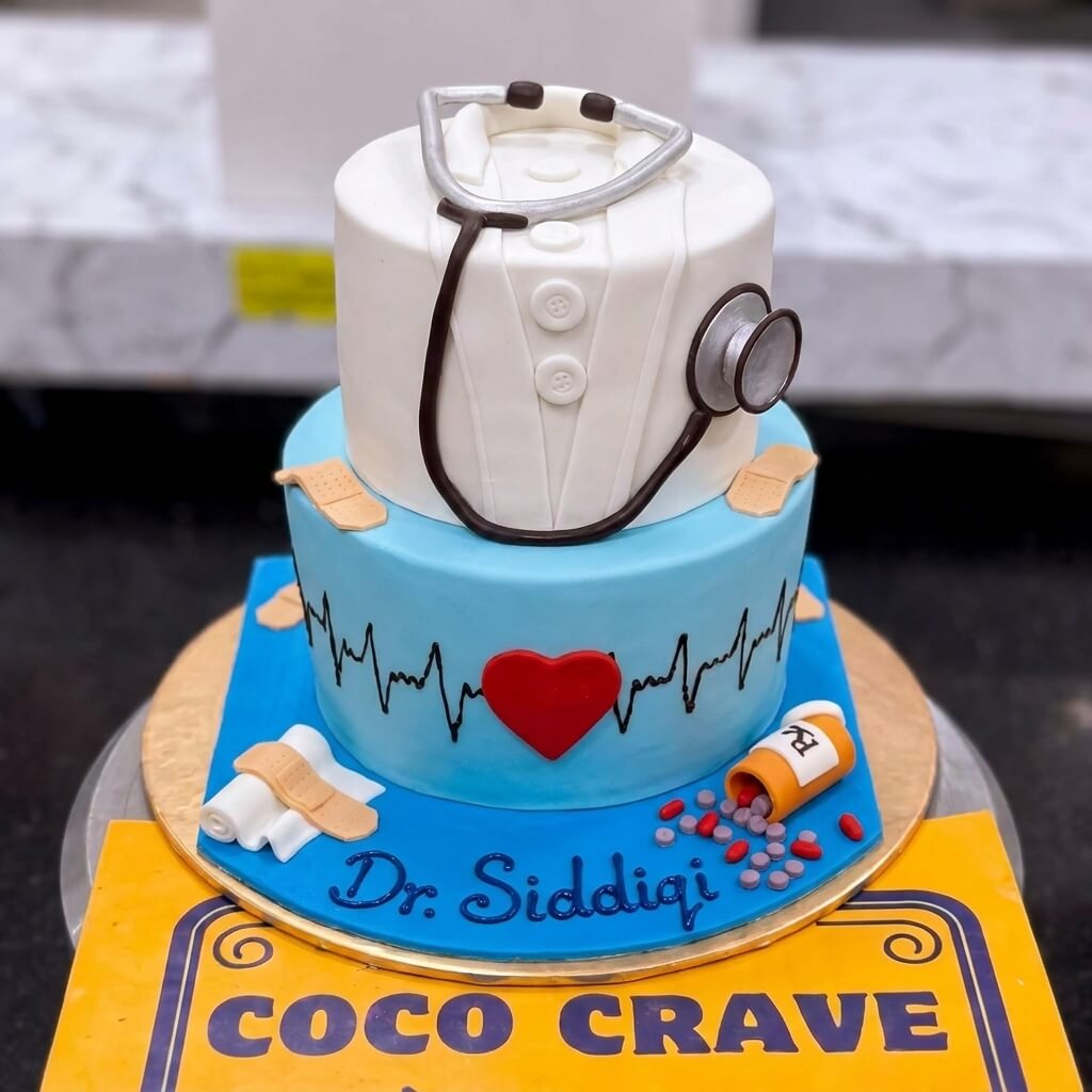 Doctor Theme Two Tier Cake in Lahore Doctor Theme Two Tier Cake in Lahore — CocoCrave Lahore