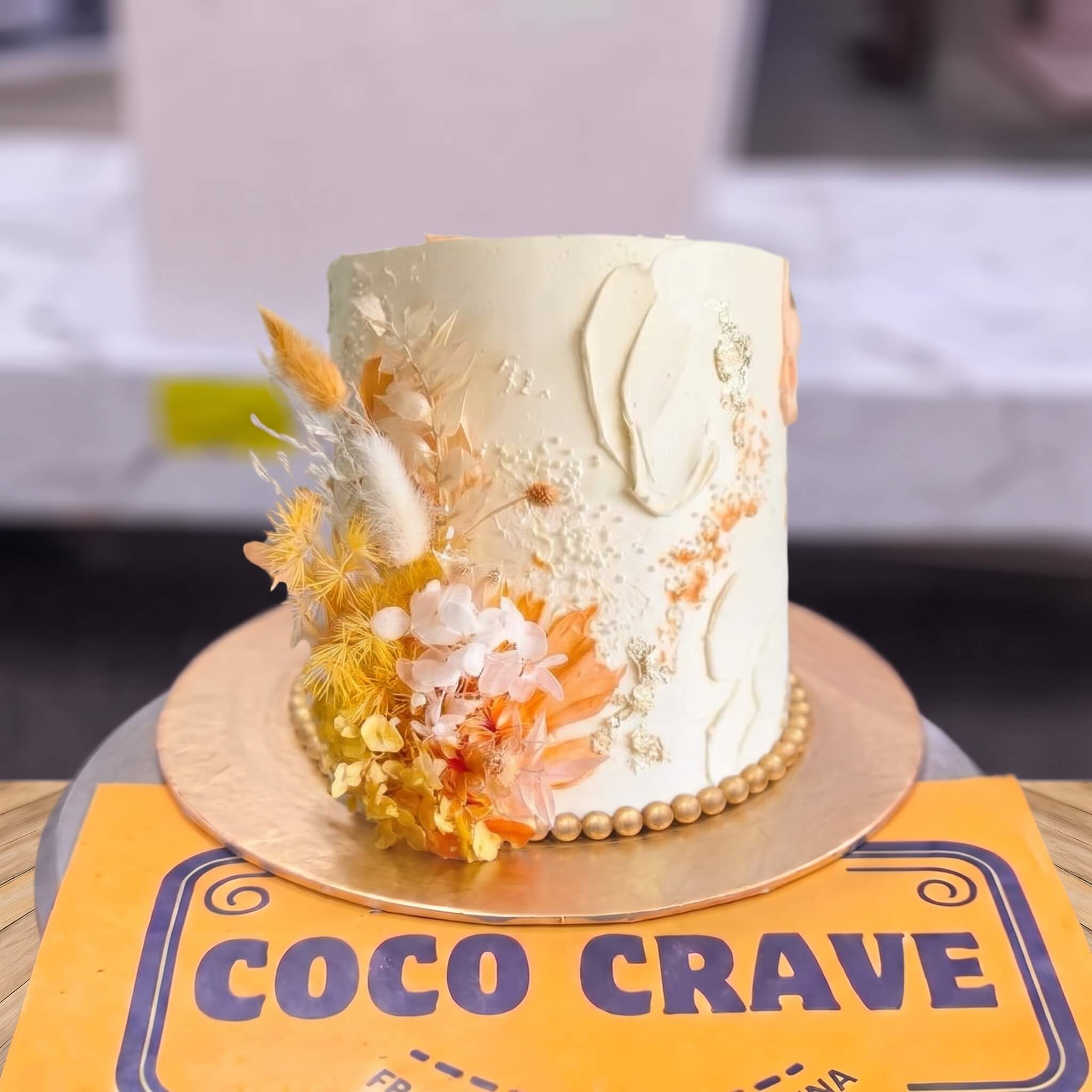 Ivory & Gold Botanical Buttercream Cake in Lahore Ivory & Gold Botanical Buttercream Cake in Lahore