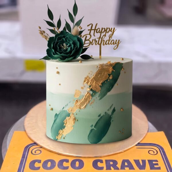 Green Peony Sugar Birthday Cake in Lahore