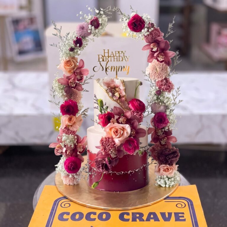Red Rose Geode Two Tier Birthday Cake in Lahore