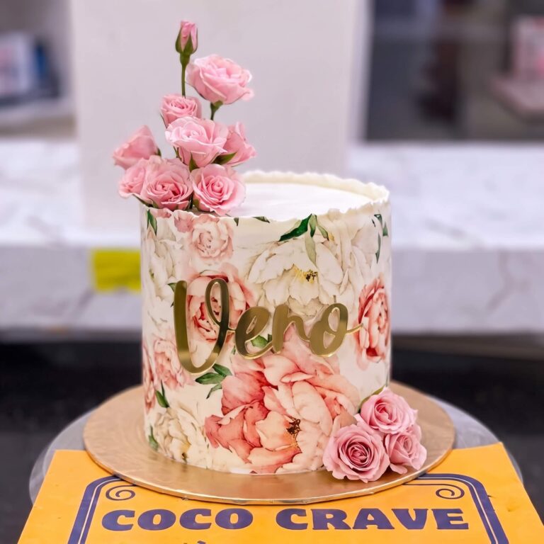 Blush Rose Floral Print Cake in Lahore