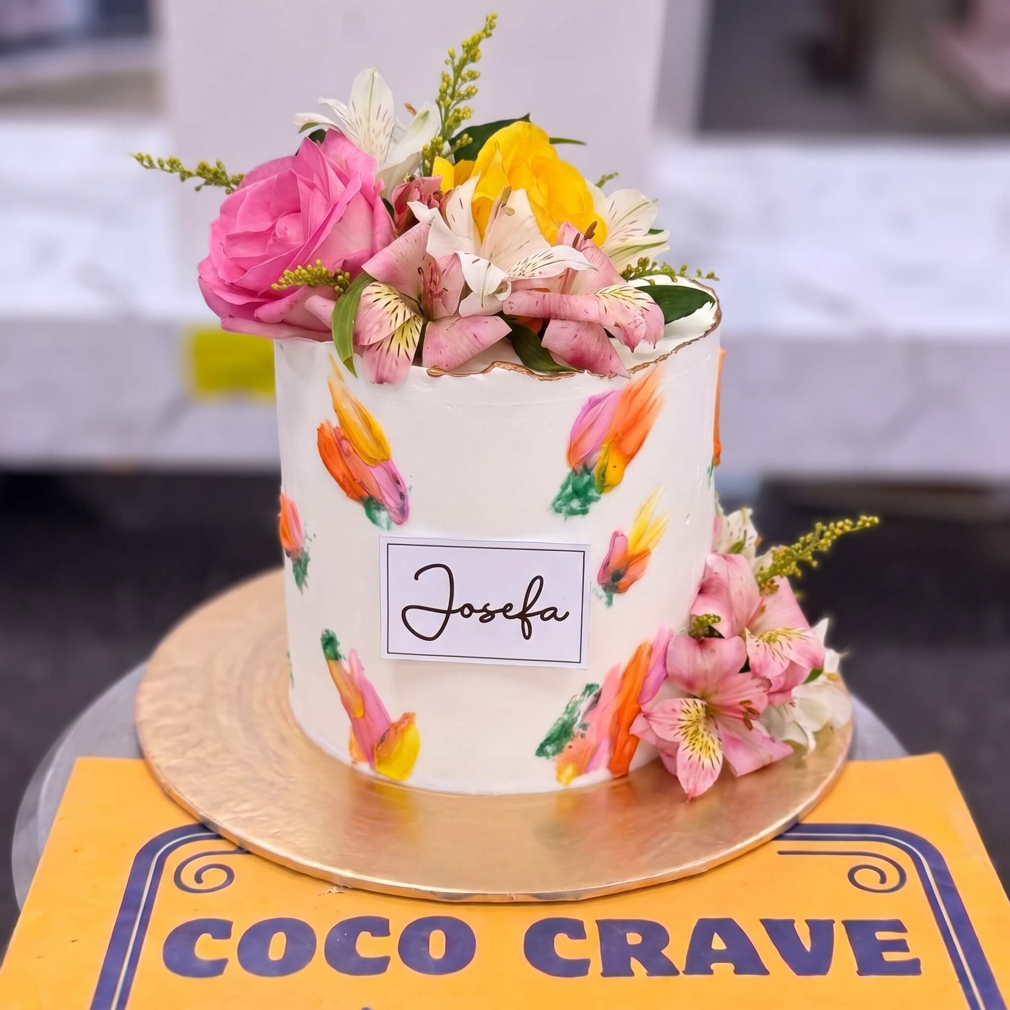 White Rose Painted Buttercream Cake in Lahore White Rose Painted Buttercream Cake in Lahore