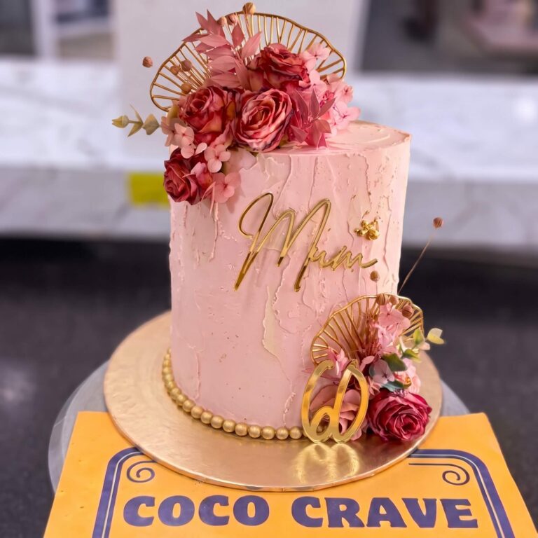 Blush Rose Botanical 60th Birthday Cake in Lahore