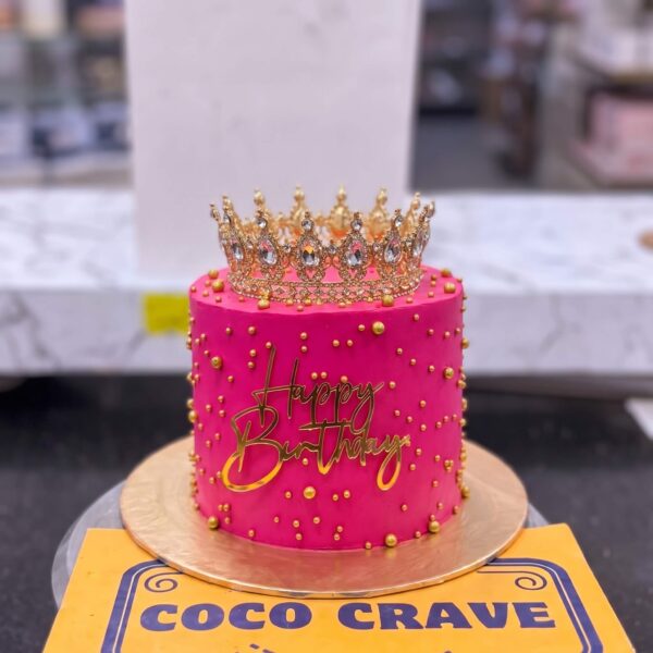 Hot Pink Crown Birthday Cake in Lahore