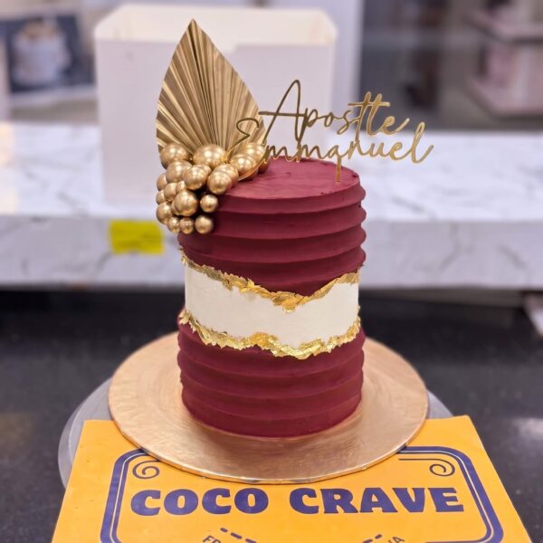 Maroon and Gold Fault Line Cake in Lahore