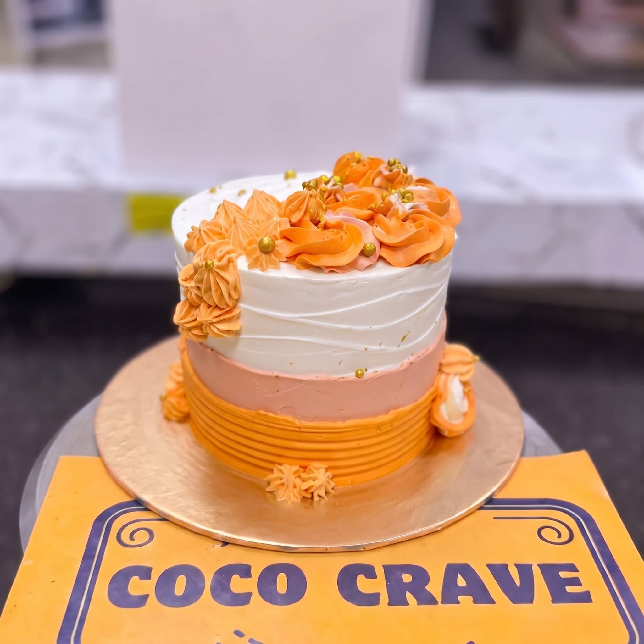 Orange Buttercream Rose Cake in Lahore Orange Buttercream Rose Cake in Lahore