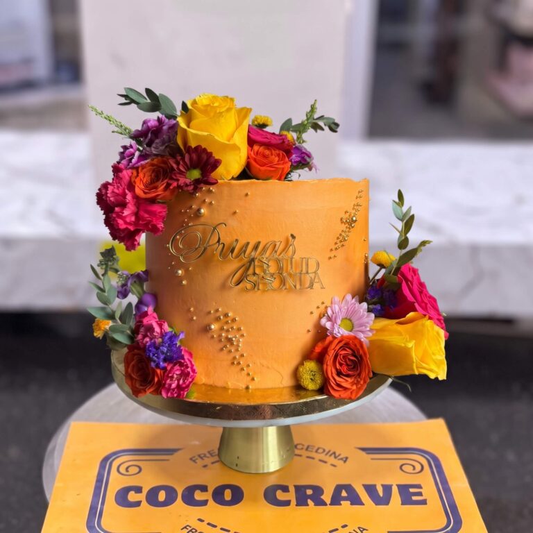 Orange Rose Fresh Holud Cake in Lahore