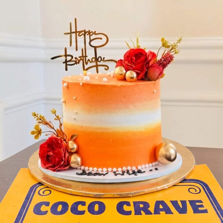 Orange Rose Buttercream Birthday Cake in Lahore