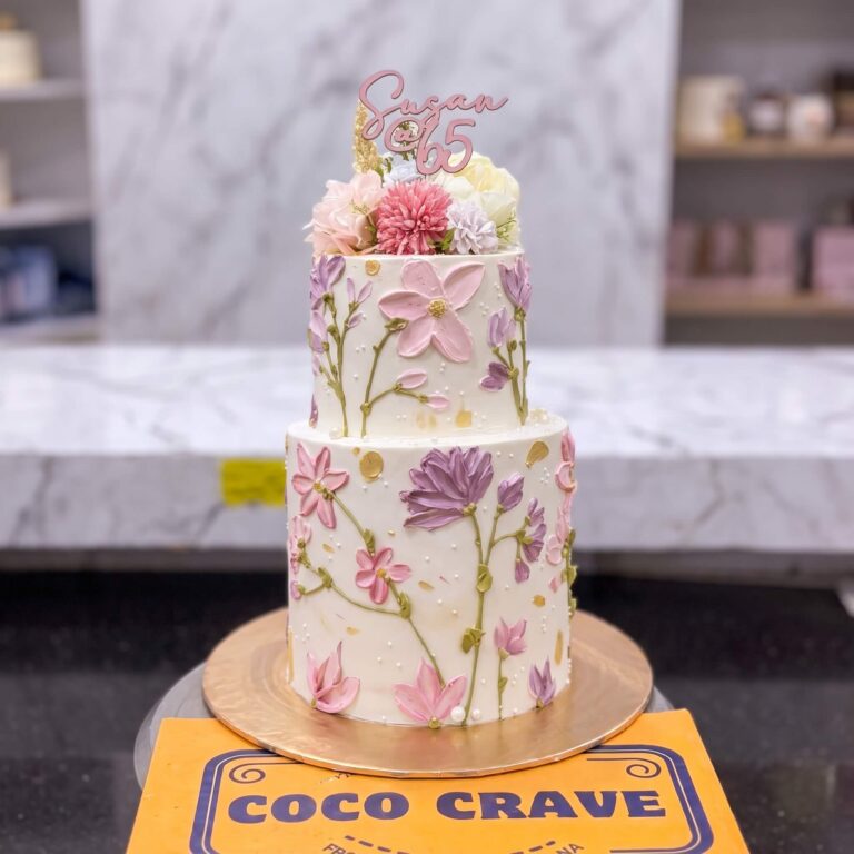 Pastel Painted Buttercream Two Tier Birthday Cake in Lahore