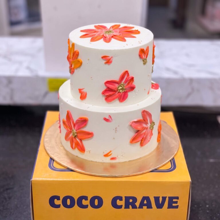 Orange Daisy Buttercream Two Tier Cake in Lahore