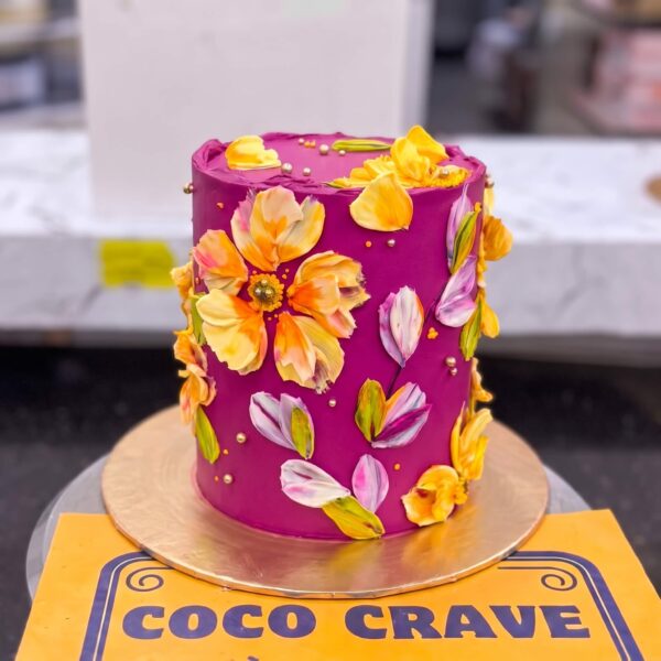 Palette Knife Floral Painted Cake in Lahore