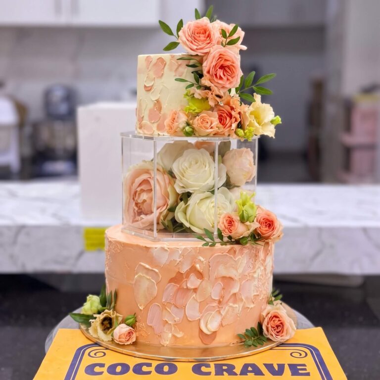 Pastel Rose Palette Knife Two Tier Cake in Lahore