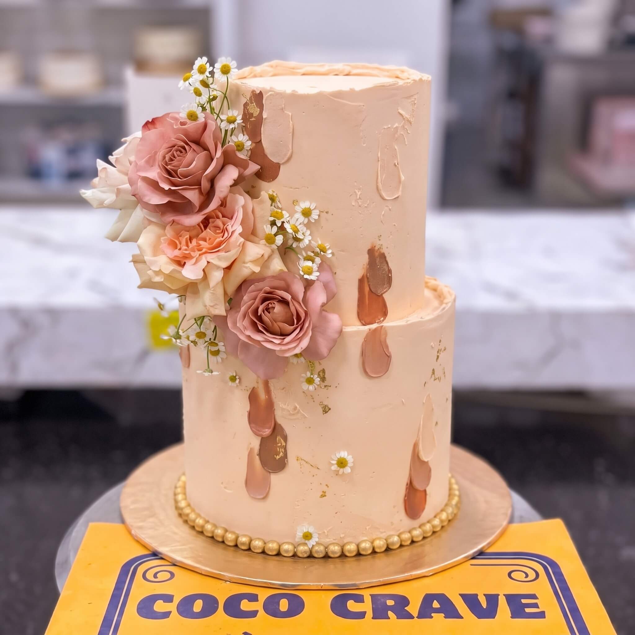 Blush Rose Fresh Floral Two Tier Cake II in Lahore Blush Rose Fresh Floral Two Tier Cake II in Lahore