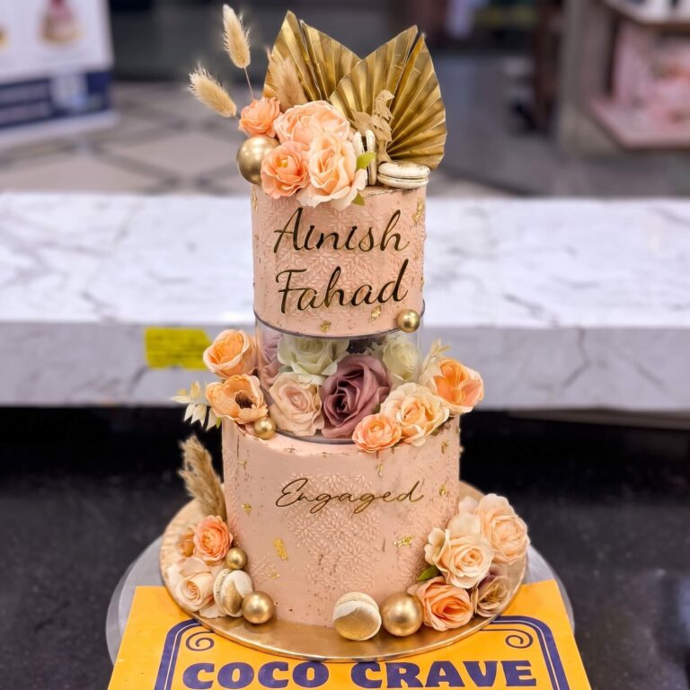 Blush Fresh Rose Two Tier Engagement Cake in Lahore