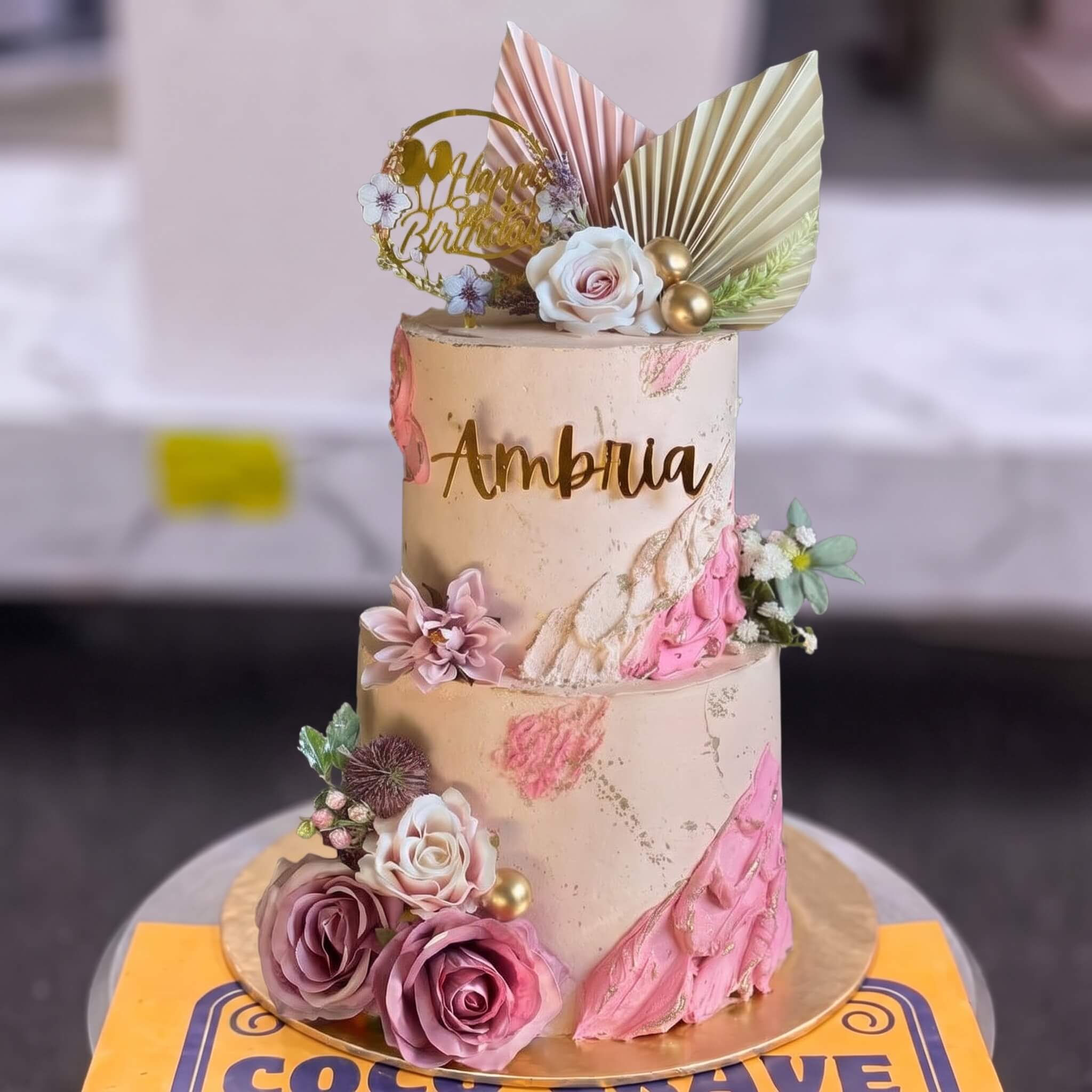 Blush Rose Sugar Two Tier Birthday Cake in Lahore Blush Rose Sugar Two Tier Birthday Cake in Lahore
