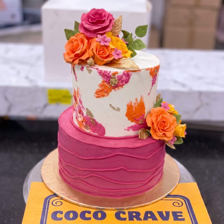 Pink Sugar Rose Two Tier Cake in Lahore