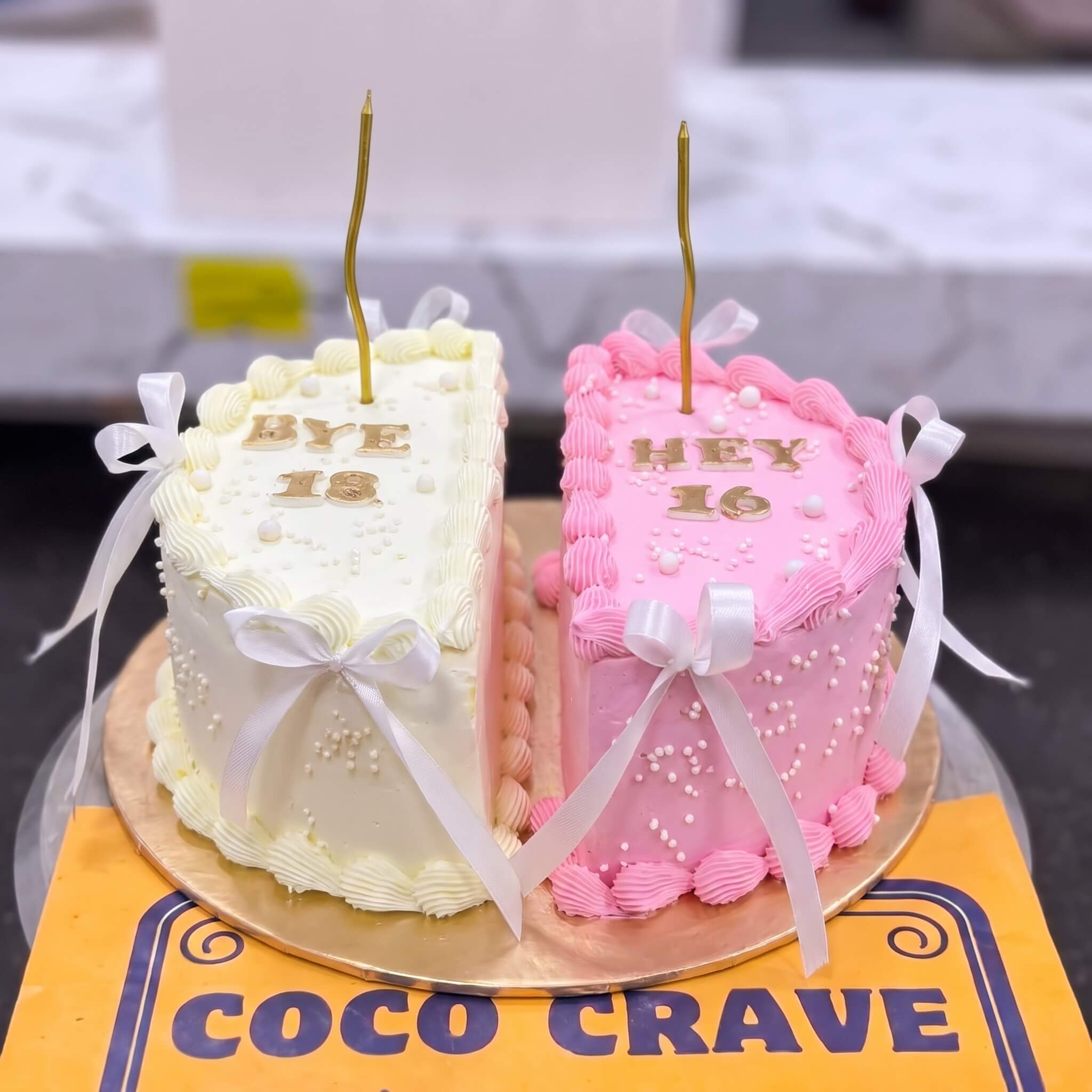 Pink and White Split Birthday Cake in Lahore Pink and White Split Birthday Cake in Lahore — CocoCrave Lahore