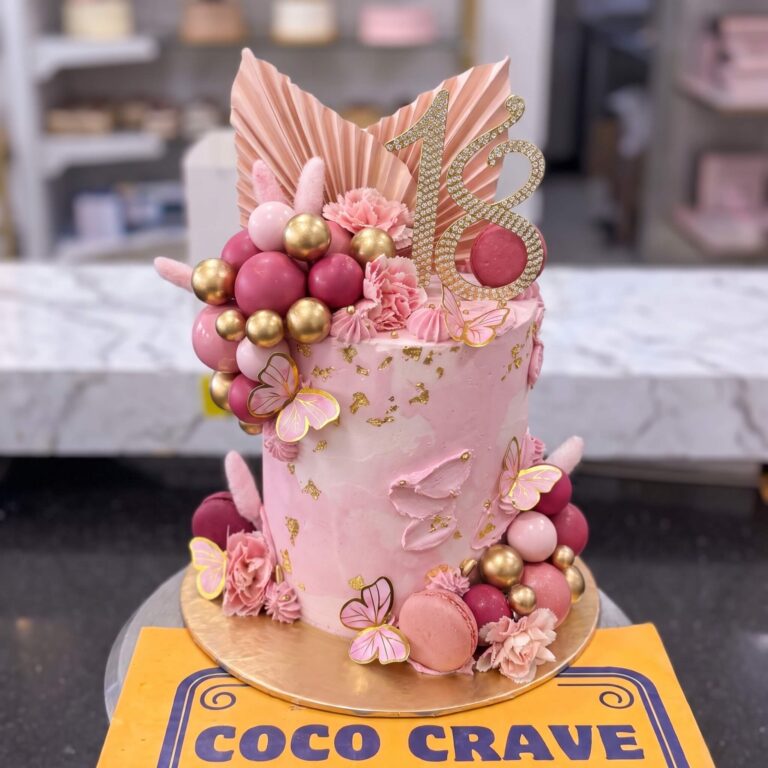 Blush Carnation Botanical 18th Birthday Cake in Lahore