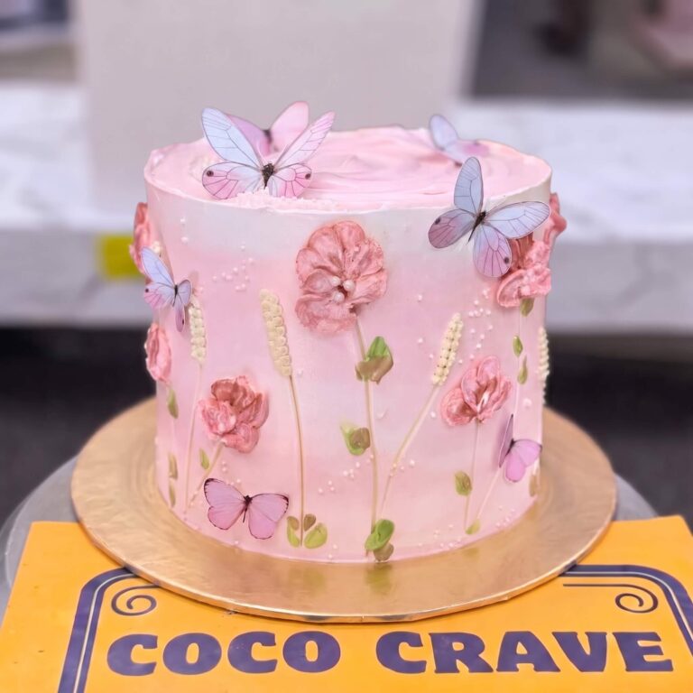 Blush Blossom Buttercream Painted Cake in Lahore