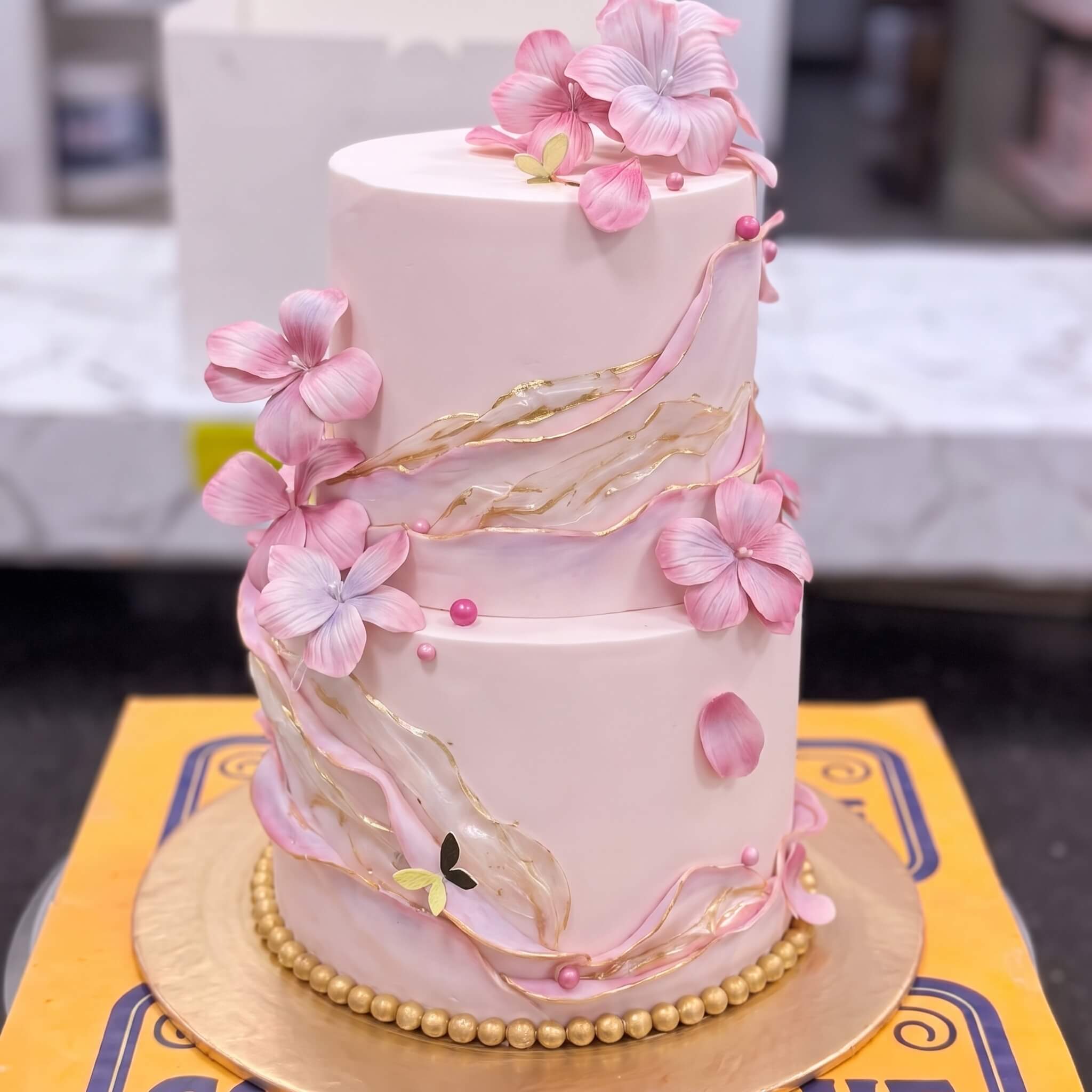 Blush Blossom Sugar Two Tier Cake in Lahore Blush Blossom Sugar Two Tier Cake in Lahore