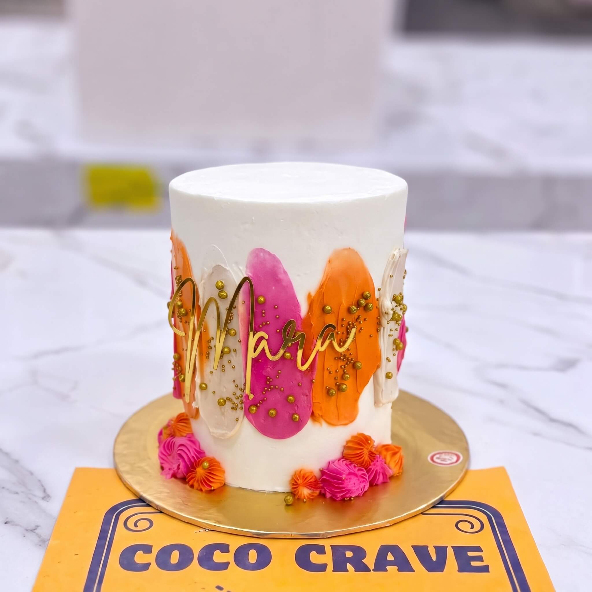 Pink Orange Brushstroke Buttercream Cake in Lahore Pink Orange Brushstroke Buttercream Cake in Lahore — CocoCrave Lahore