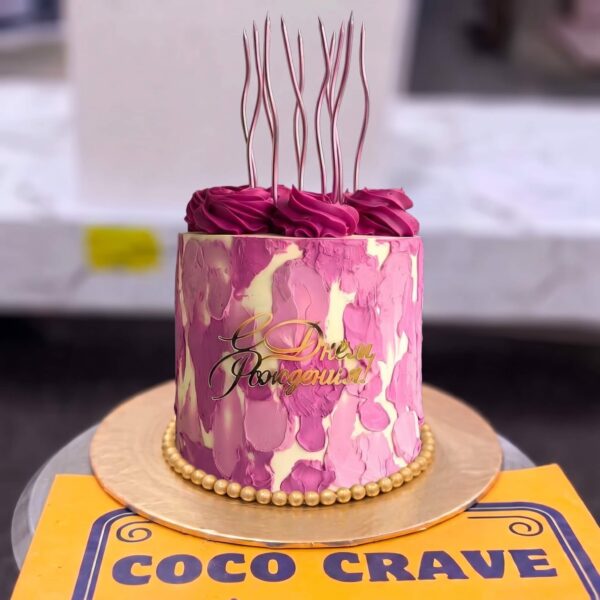 Pink Textured Buttercream Birthday Cake in Lahore