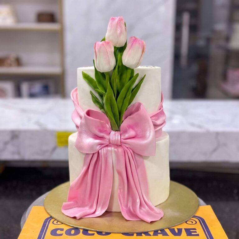 Blush Tulip Sugar Two Tier Cake in Lahore