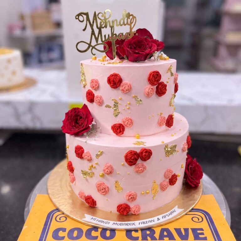Blush Rose Fresh Two Tier Mehndi Cake in Lahore