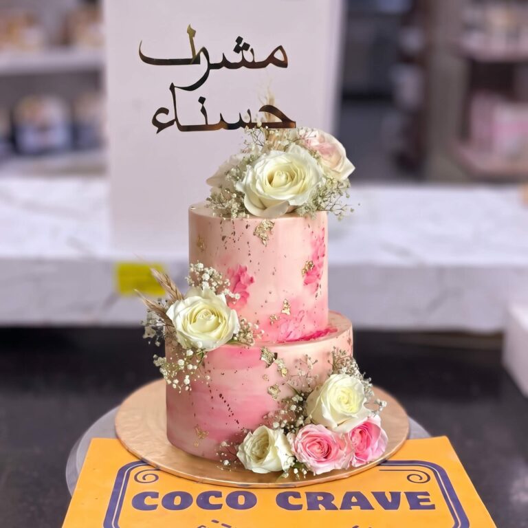 Blush Rose Fresh Floral Two Tier Cake in Lahore