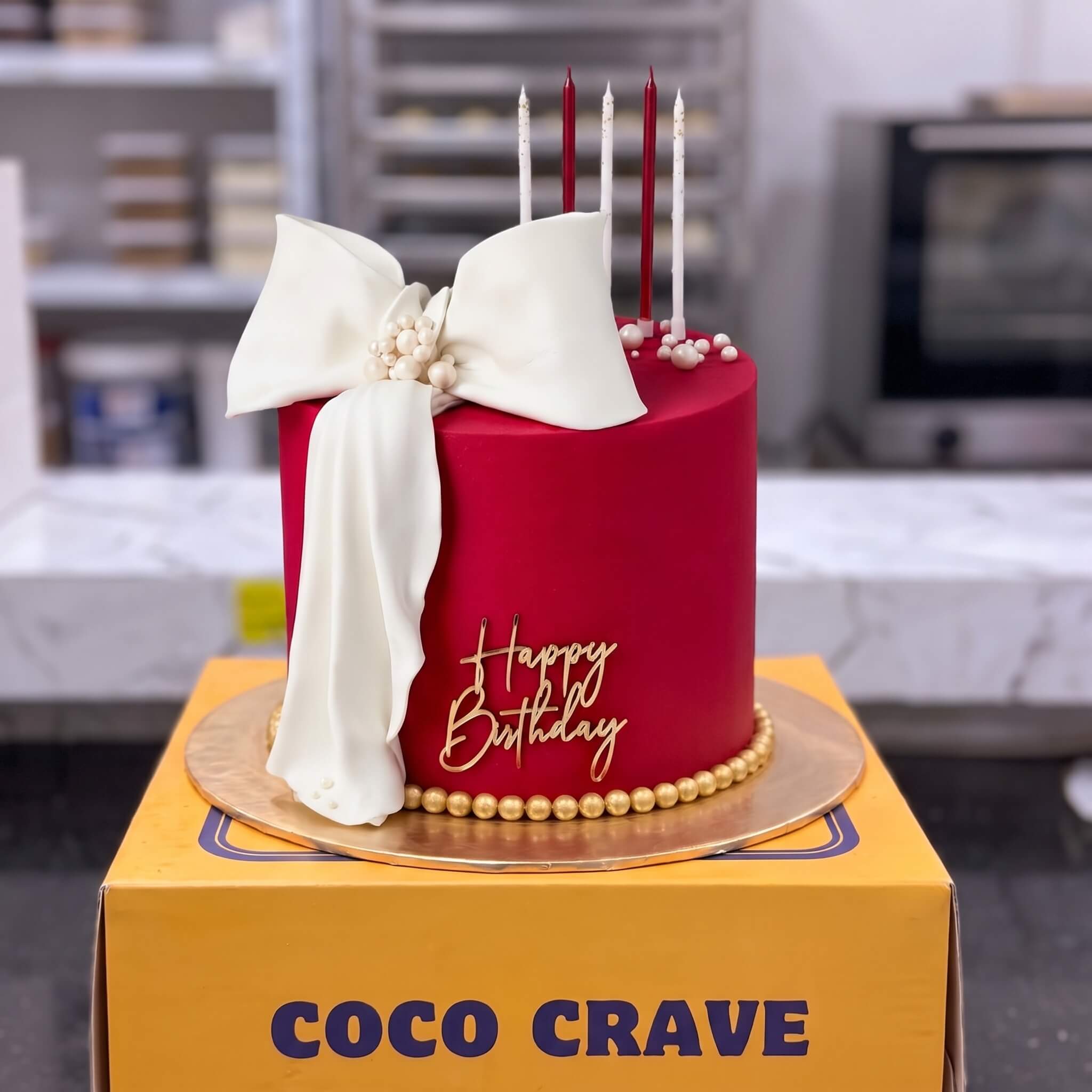 Red Bow Elegant Birthday Cake in Lahore Red Bow Elegant Birthday Cake in Lahore — CocoCrave Lahore