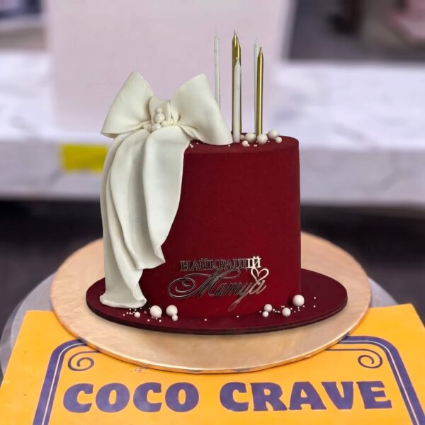 Red Velvet Bow Mother's Day Cake in Lahore