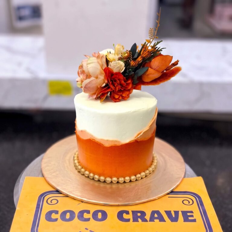 Orange Peony Buttercream Cake in Lahore
