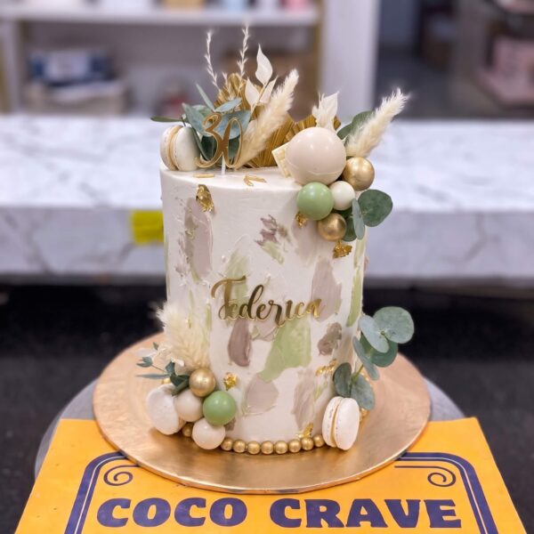 Sage Green Boho 30th Birthday Cake in Lahore