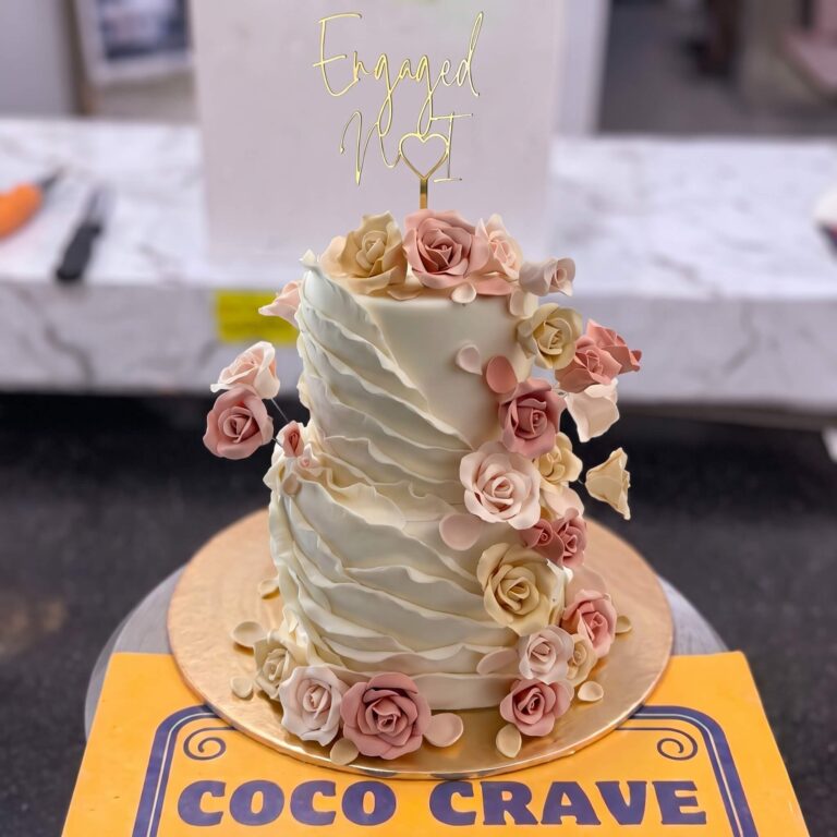 Blush Rose Sugar Two Tier Engagement Cake in Lahore